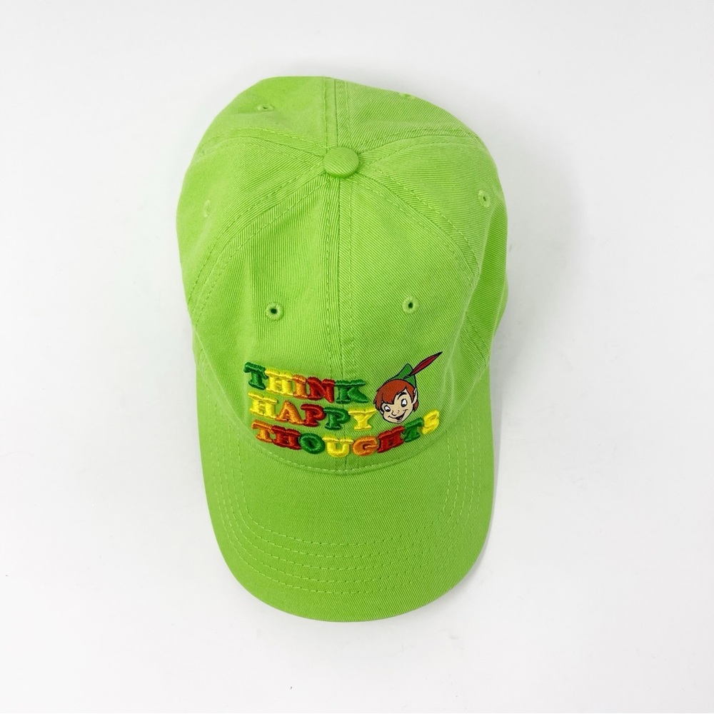 Disney Parks Peter Pan "Think Happy Thoughts" Embroidered Baseball Cap Green OS - Picture 3 of 9